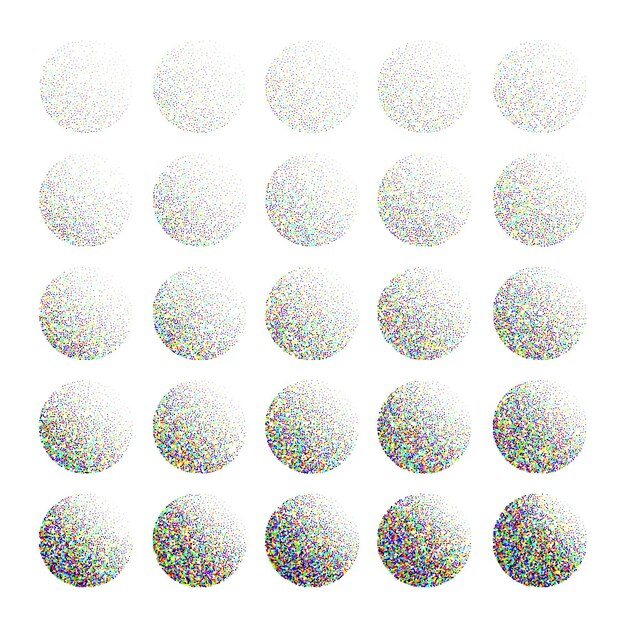 round shaped dotted objects vintage stipple elements fading gradient stippling dotwork drawing