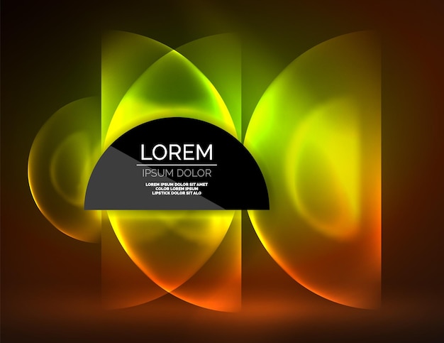 Round shapes neon glowing trasparent elements Vector abstract background Futurstic hitech wallpaper