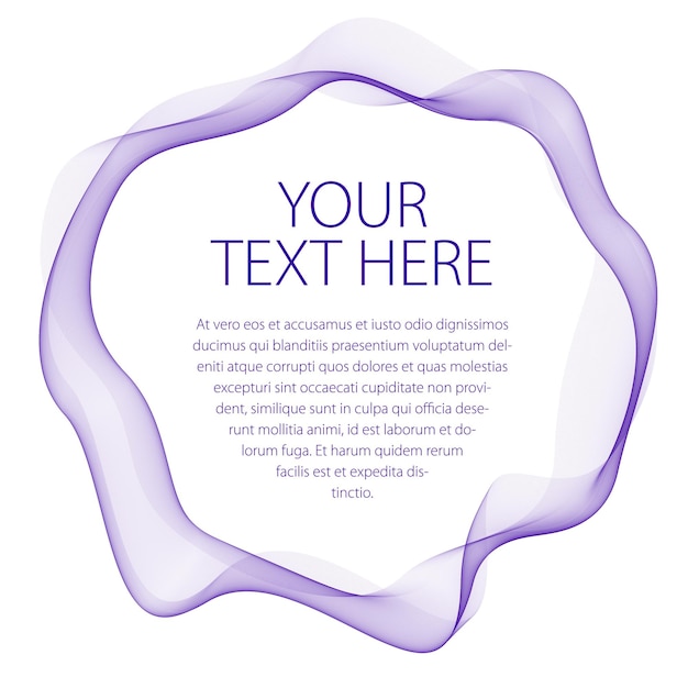 Round smooth linear frame of wavy lines. Vector abstract artistic beautiful background with copy space for text.  Isolated over white background.