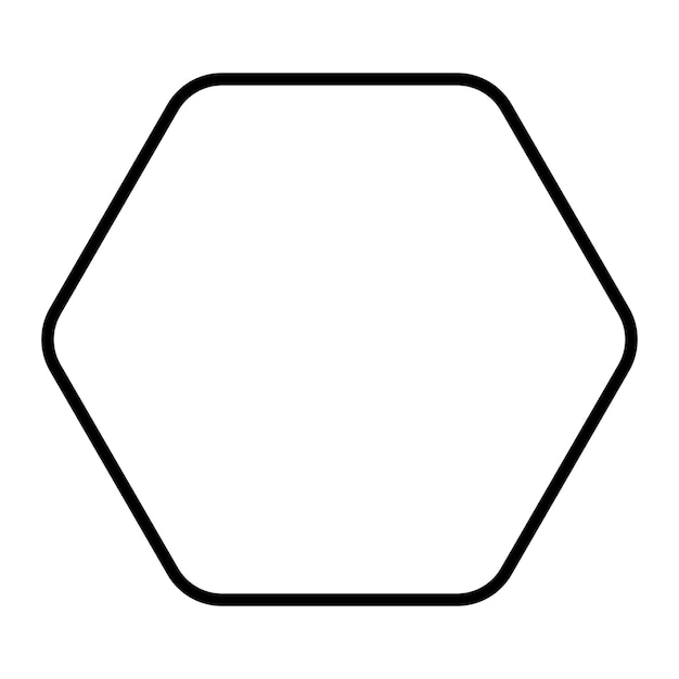 rounded corner hexagon icon with stroke outline