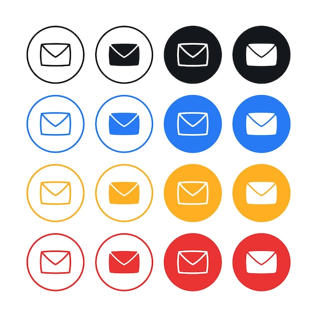 Rounded Envelope Multiple Styles Circles Set