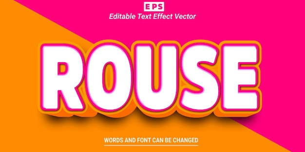 rouse 3d editable text effect vector with background