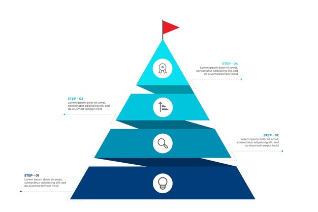 route to the top of mountain infographic business journey path in progress to success