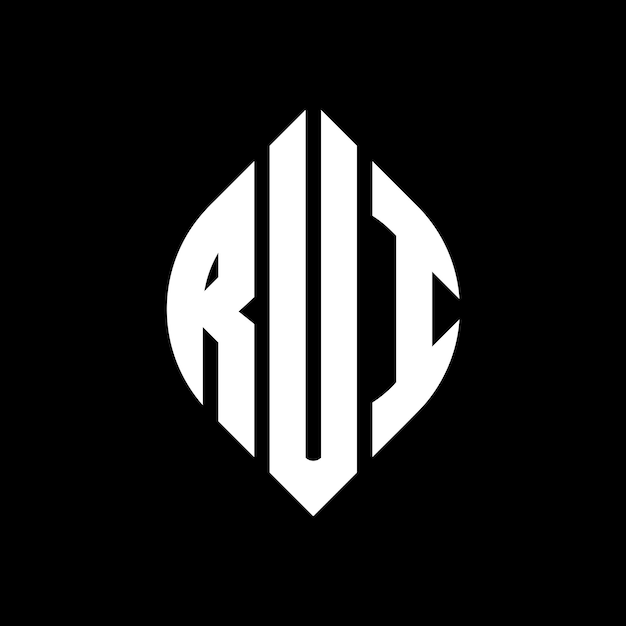 RUI circle letter logo design with circle and ellipse shape RUI ellipse letters with typographic style The three initials form a circle logo RUI Circle Emblem Abstract Monogram Letter Mark Vector