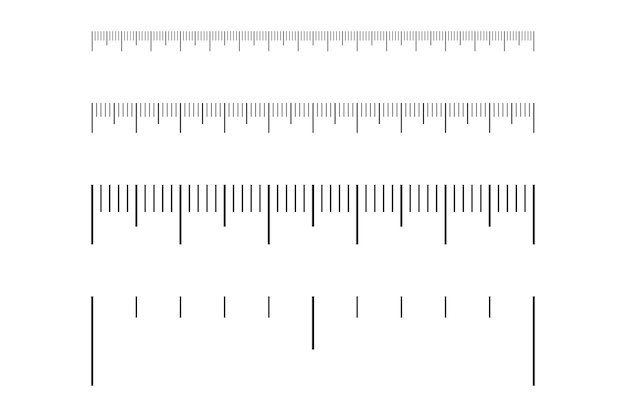 ruler scale set meter tape with measure line different type length units of measurement