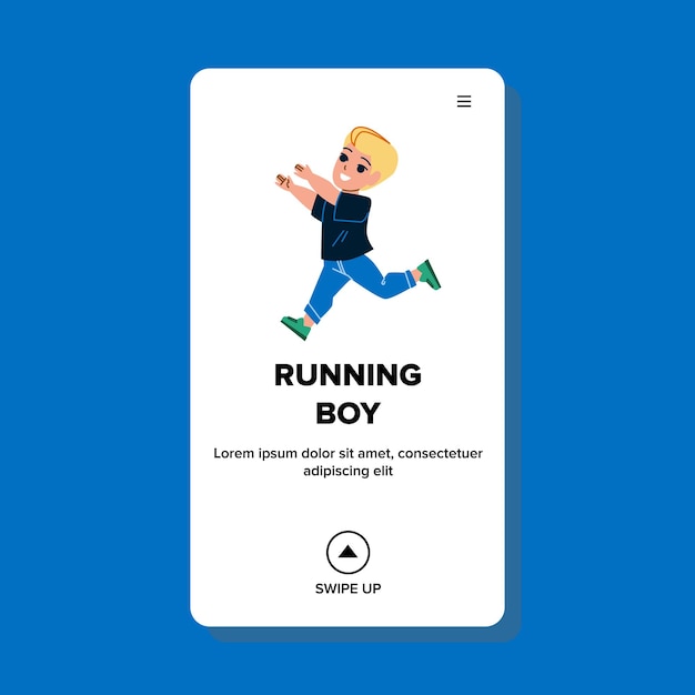 Running Boy Happiness Child In Park Outdoor Vector