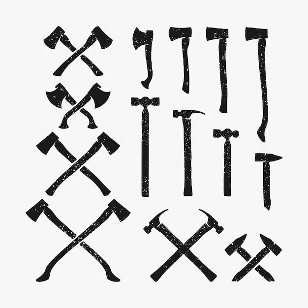 Rustic hammer and axe vector bundle collection