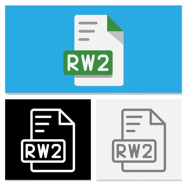 Rw2 document file format Complete collection of flat file format icons for application design