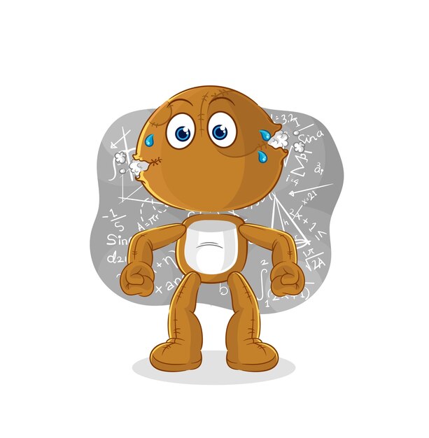 Sack doll thinking hard vector cartoon character