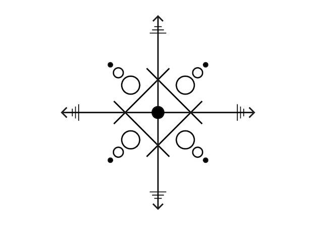 sacred seal of powerful energy, sigil for protection with geometric shapes and mystical arrows sign