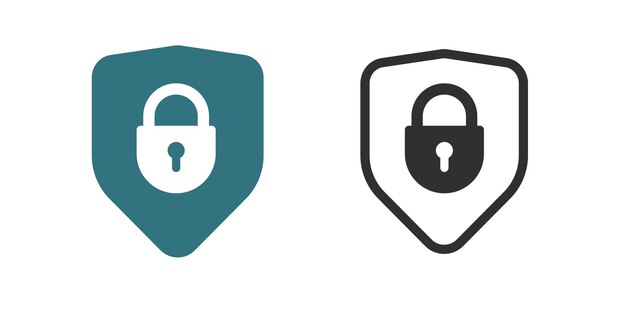 safe lock shield icon vector simple pictogram graphic illustration set privacy safety padlock