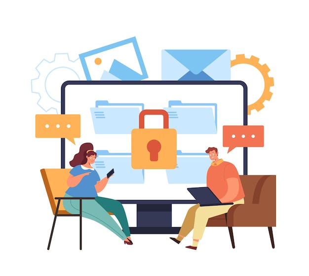 safe online internet data transfer information message locked concept