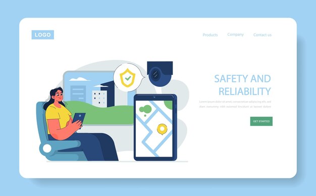 Safety and reliability concept woman using app for secure urban navigation surveillance camera