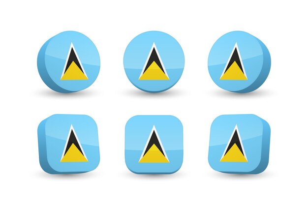 Saint Lucia flag 3d vector illustration button flag of St Lucia isolated on white