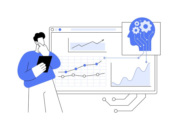 Vector sales trend forecasting with ai abstract concept vector illustration
