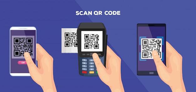 scan code qr and elements illustration