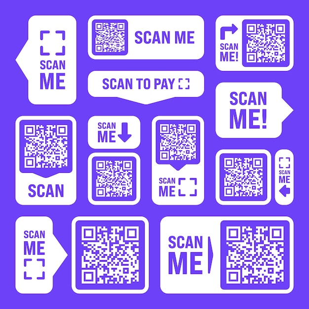 Scan me qr code sticker online payment special offer sale stickers shopping discount label or
