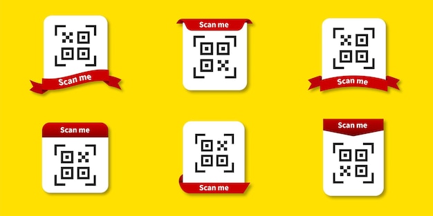 Scan qr code icon Vector illustration QR code set for smartphone QR code for mobile app Collection Qr code with ribbon EPS 10