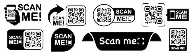 Scan qr code Scan QR code flat icon with phone Qr Code template for mobile app payment and discounts Barcode Mobile payment and quick response codes Scan me with smartphone Vector illustration