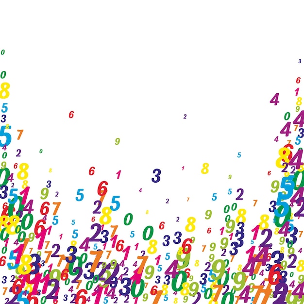 Scattered numbers Colorful childish digits