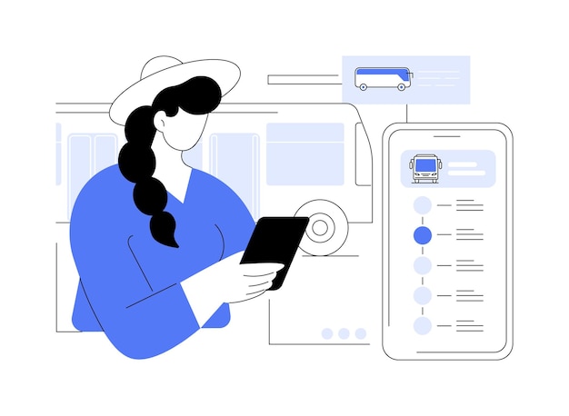 Schedule app isolated cartoon vector illustrations girl stands at the bus stop and looks at public