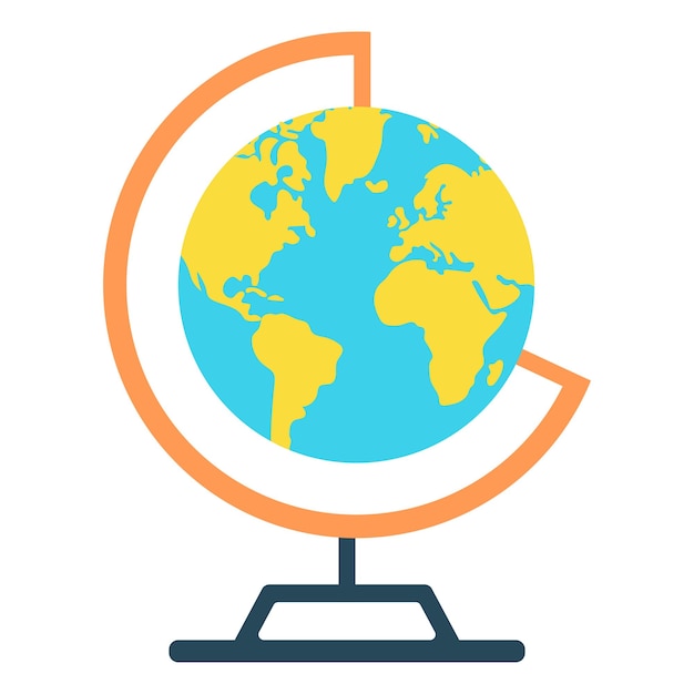 school desk globe icon vector flat illustration