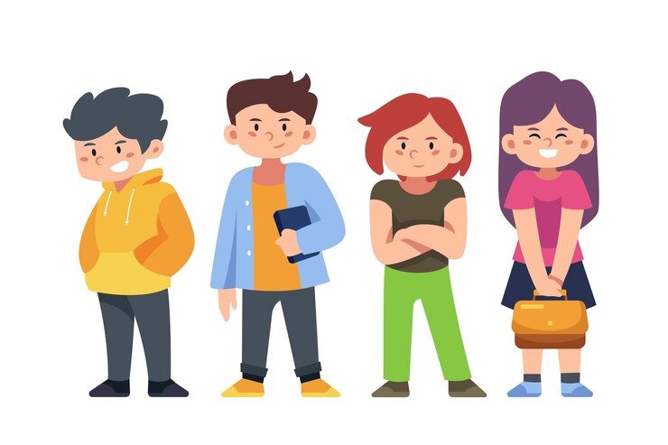 Vector school students character back to school boys and girl cartoon collection in college university and graduate boy and girl student student's education life vector