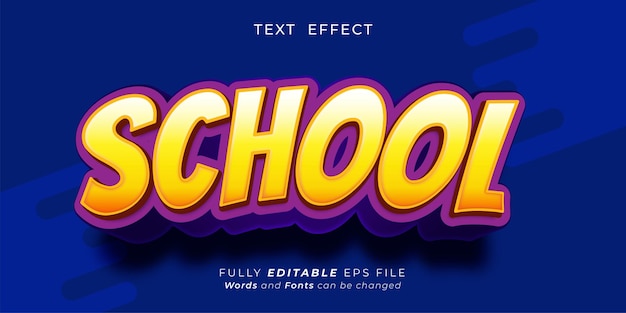 school text editable three dimension text effect 3d style on blue background