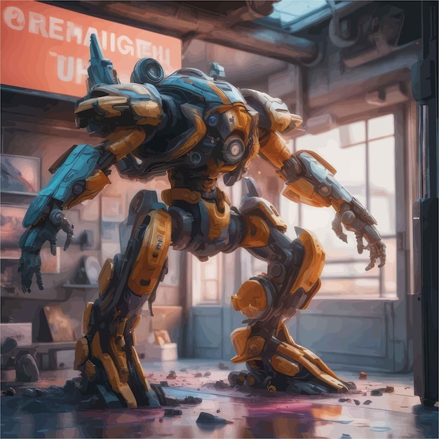 sci fi robot with futuristic robot robot and futuristic technology 3 d renderingsci fi robot w