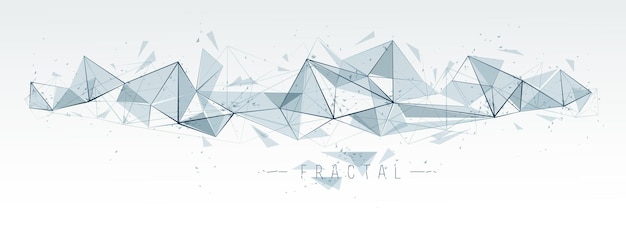 Science and technology 3D mesh abstract vector background, connected net lines fractal design, low poly polygonal elements in dynamic motion.