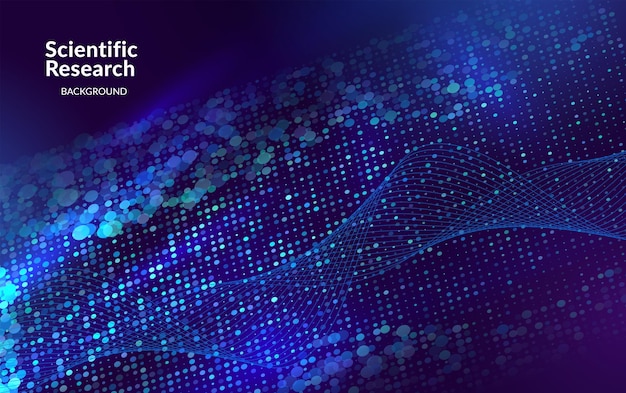 Scientific Research Background Abstract Big Data Flow with Glowing Lines and Particles Futuristic Digital Network Design for Science AI Technology Analytics and Innovation Visualization Vector