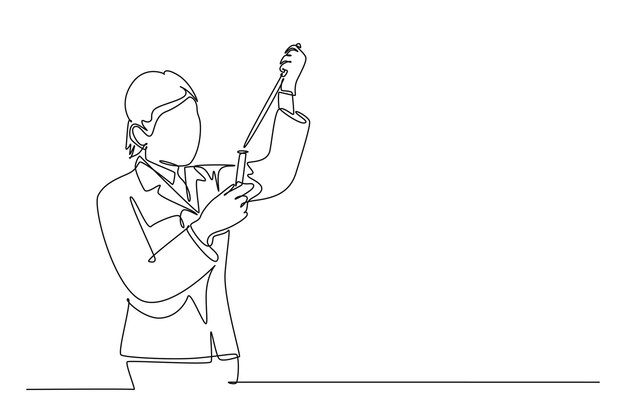 Scientist concept Single line draw design vector graphic illustration