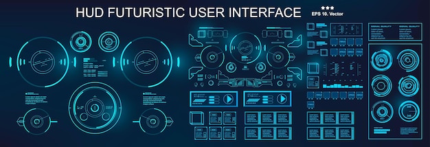 Scifi futuristic blue hud dashboard display virtual reality technology screen