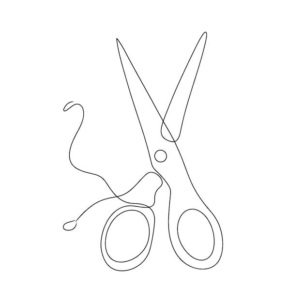scissors line art continuous line cutting tool