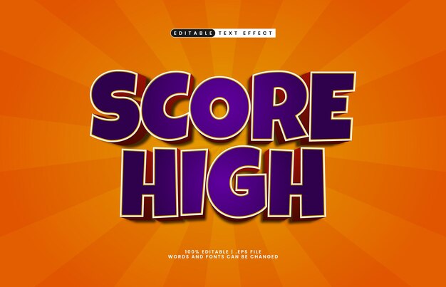 score high editable text effect with a kids and game text style