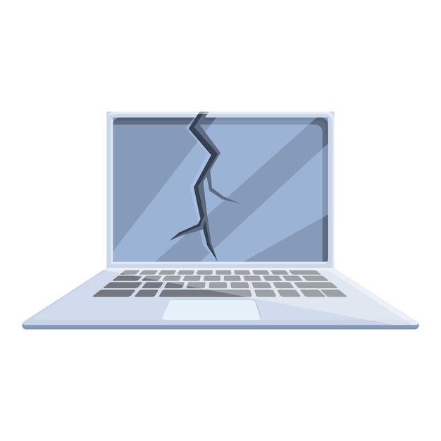 screen broken laptop repair icon cartoon of screen broken laptop repair vector icon for web design isolated on white background