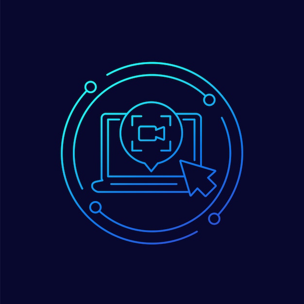 screen recording icon with a laptop linear design