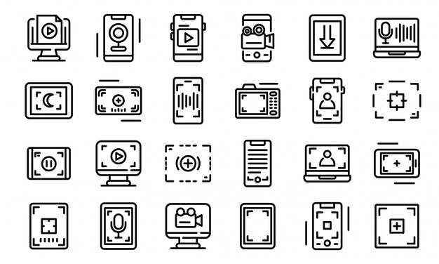 Screen recording icons set