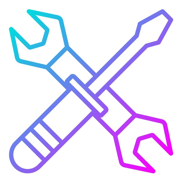 Screwdriver and Wrench Vector Illustration Style