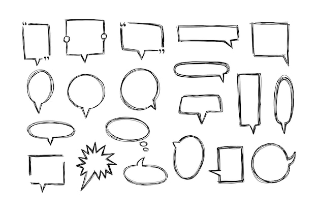Scribble Speech Bubbles set Hand drawn design elements