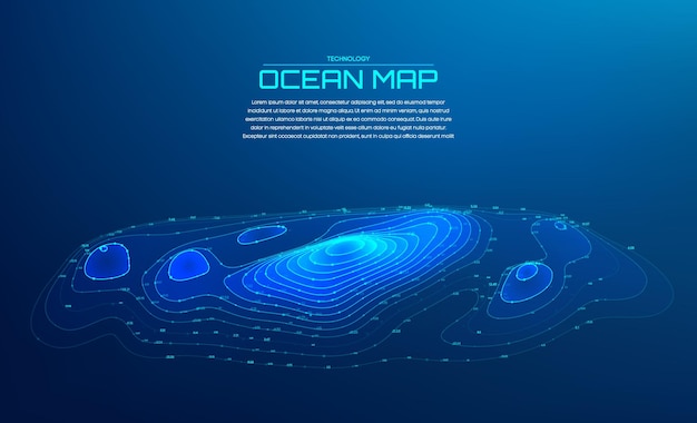 sea ocean map topography background geography digital line mountain terrain contour vector abstract