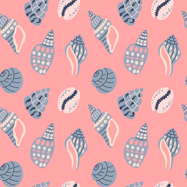 sea shells seamless pattern trendy pattern of seashells for wrapping paper wallpaper stickers notebook cover the texture may be used for printing on fabric or paper and background in web design