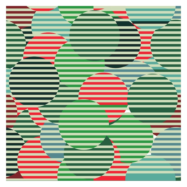 seamless abstract print pattern with overlapping circles and horizontal stripes in multiple colors