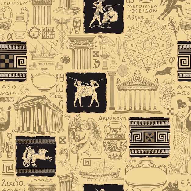 seamless background on theme of ancient greece