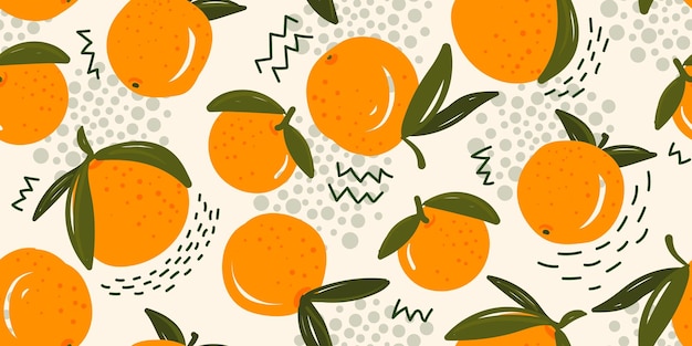 Seamless bright light pattern with Fresh oranges for fabric drawing labels print on tshirt
