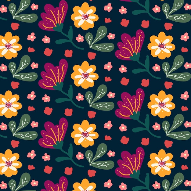 Seamless childish pattern with cute hand drawn flower for fabric print textile wallpaper apparel