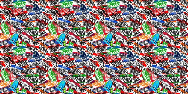 Seamless Colorful Urban Graffiti Style Sticker Bombing Hello My Name Is With Some Street Art Lettering Vector Illustration Art