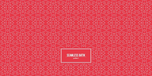 seamless doodle batik pattern with red background