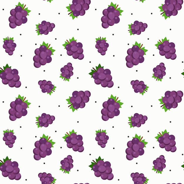 seamless grapes pattern on white background, vector illustration.