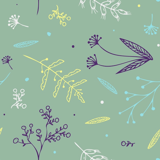 Seamless hand drawn autumn flower pattern with pastel color in vector